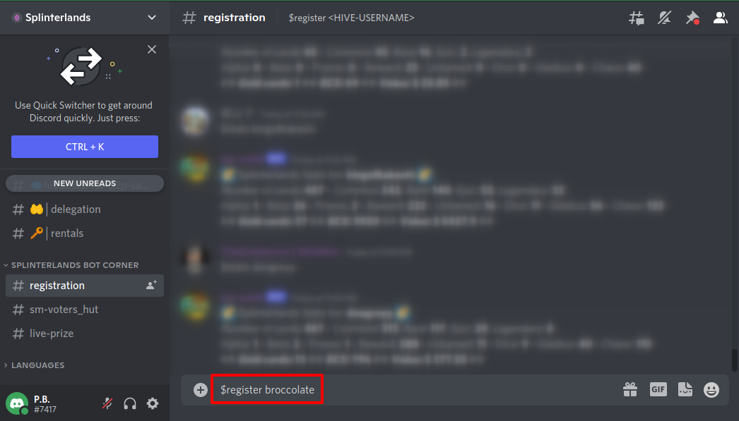 How to Register Your Splinterlands Account on the Discord Server