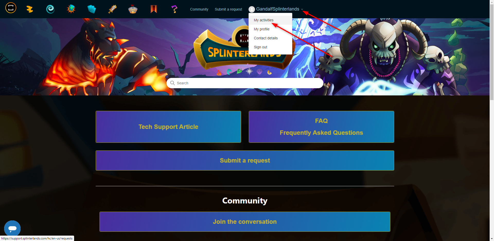 League of Legends Support > My activities My Tickets SEARCH